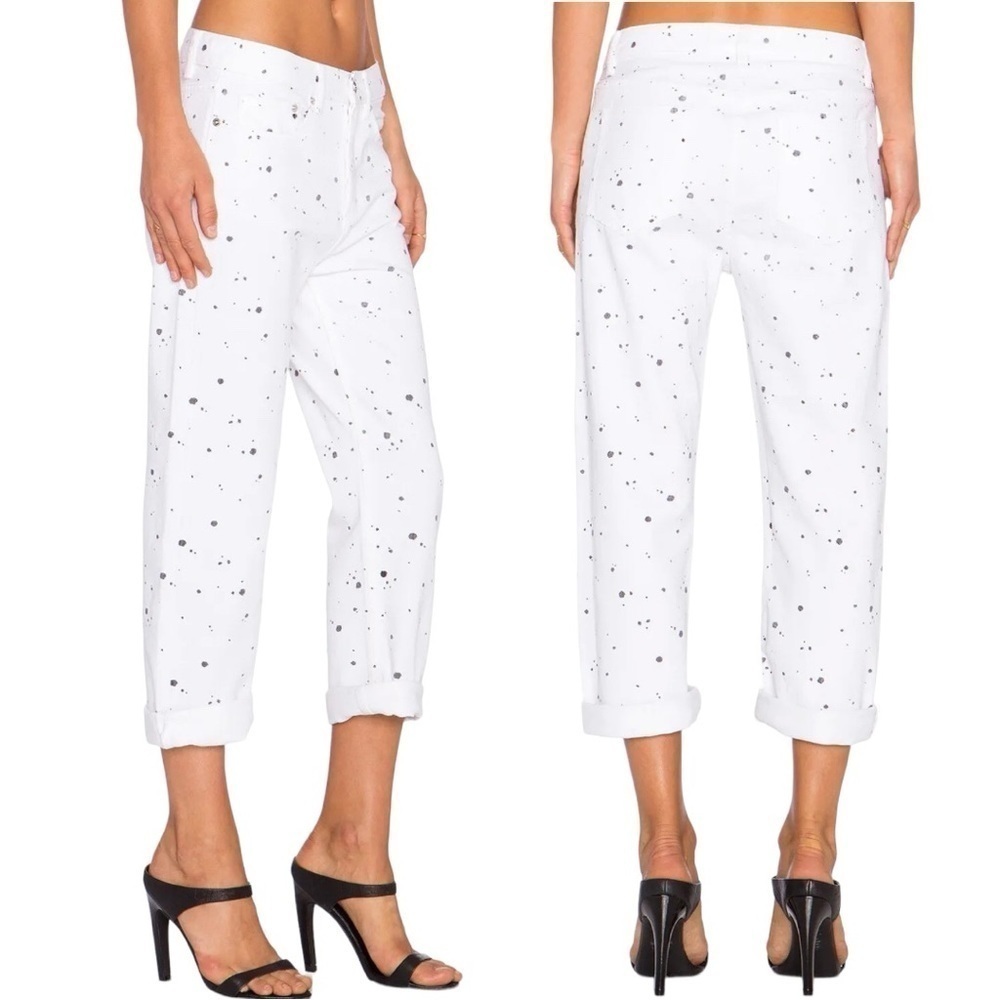 NWT Marc By Marc Jacobs White Annie Splash Dot Boyfriend Cut Jeans Size 25